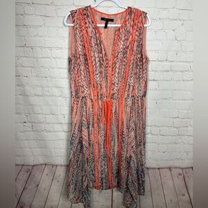 BCBGMaxazria Pink Clay Combo‎ silk dress fairy hippie boho, sz M, GUC